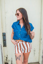 Chambray Button Down Blouse - Southern Chic Tees & Boutique