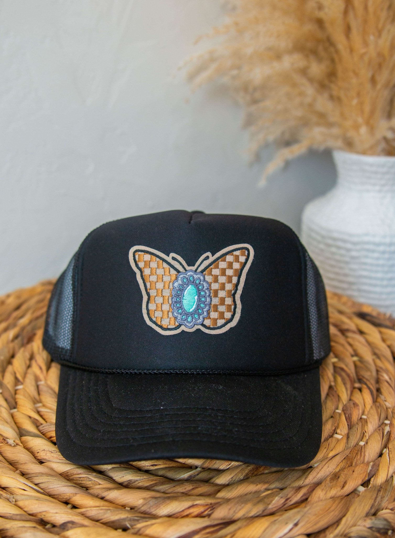 Checker Butterfly Trucker - Southern Chic Tees & Boutique