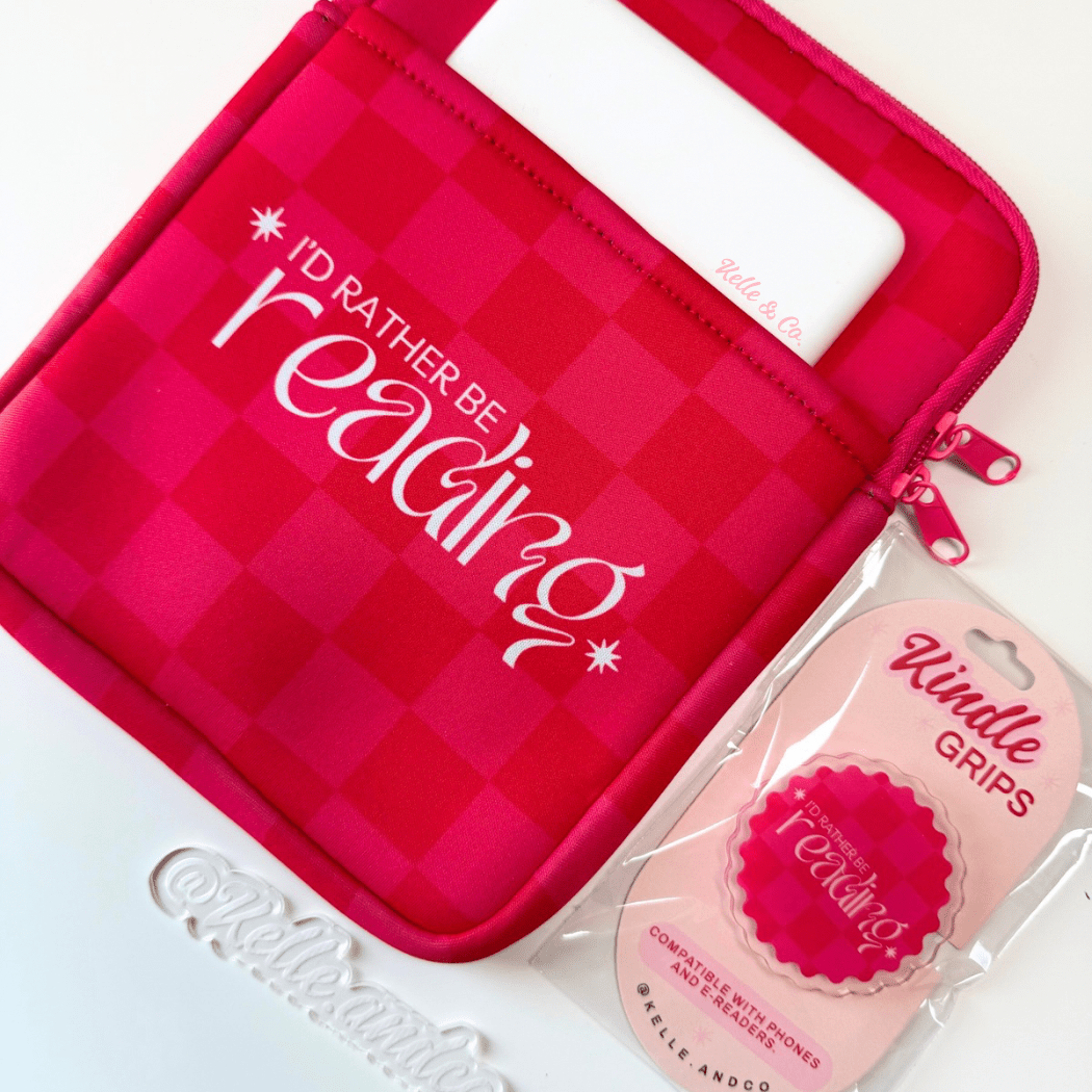 Checker I'd Rather Be Reading Kindle Sleeve Pouch - Southern Chic Tees & Boutique