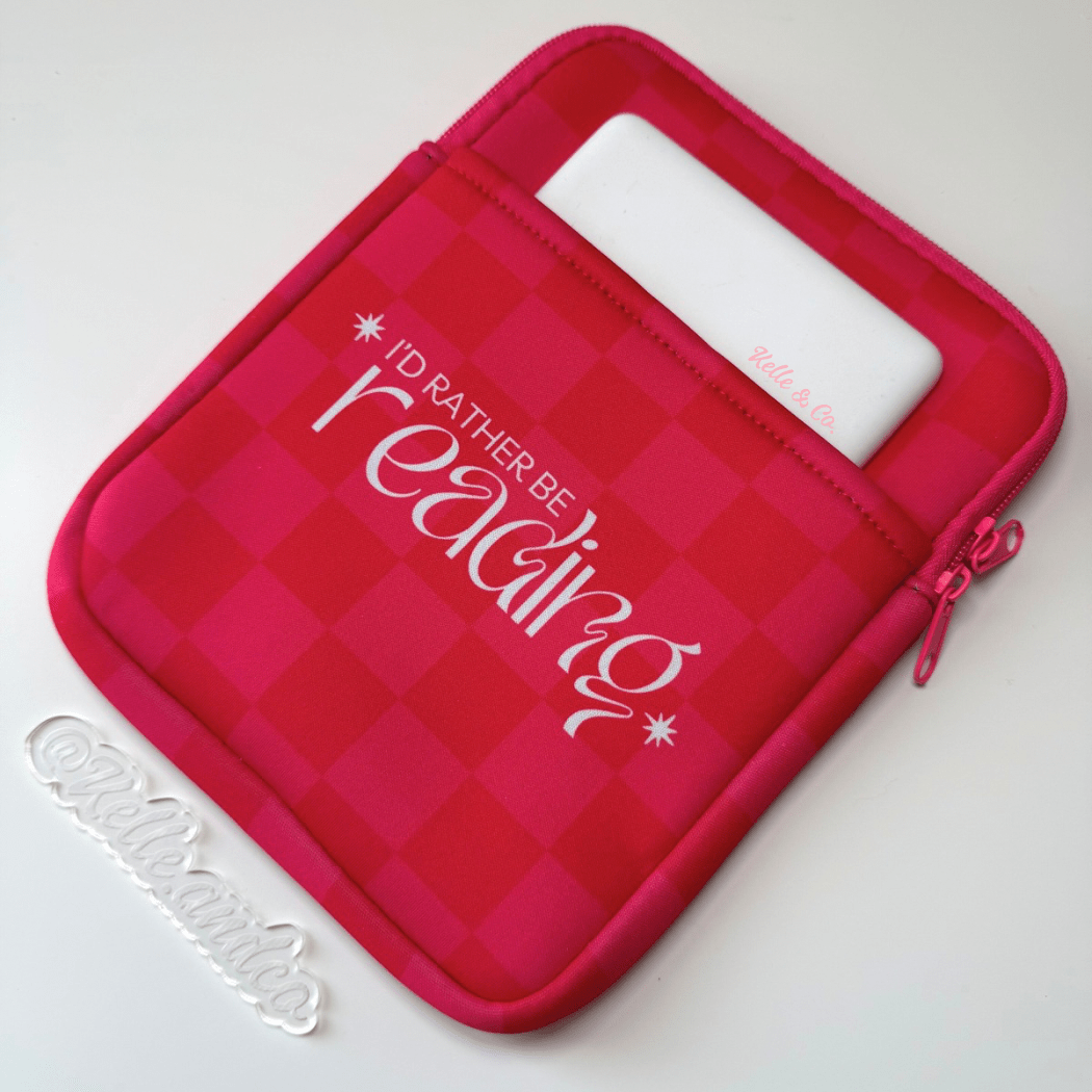 Checker I'd Rather Be Reading Kindle Sleeve Pouch - Southern Chic Tees & Boutique