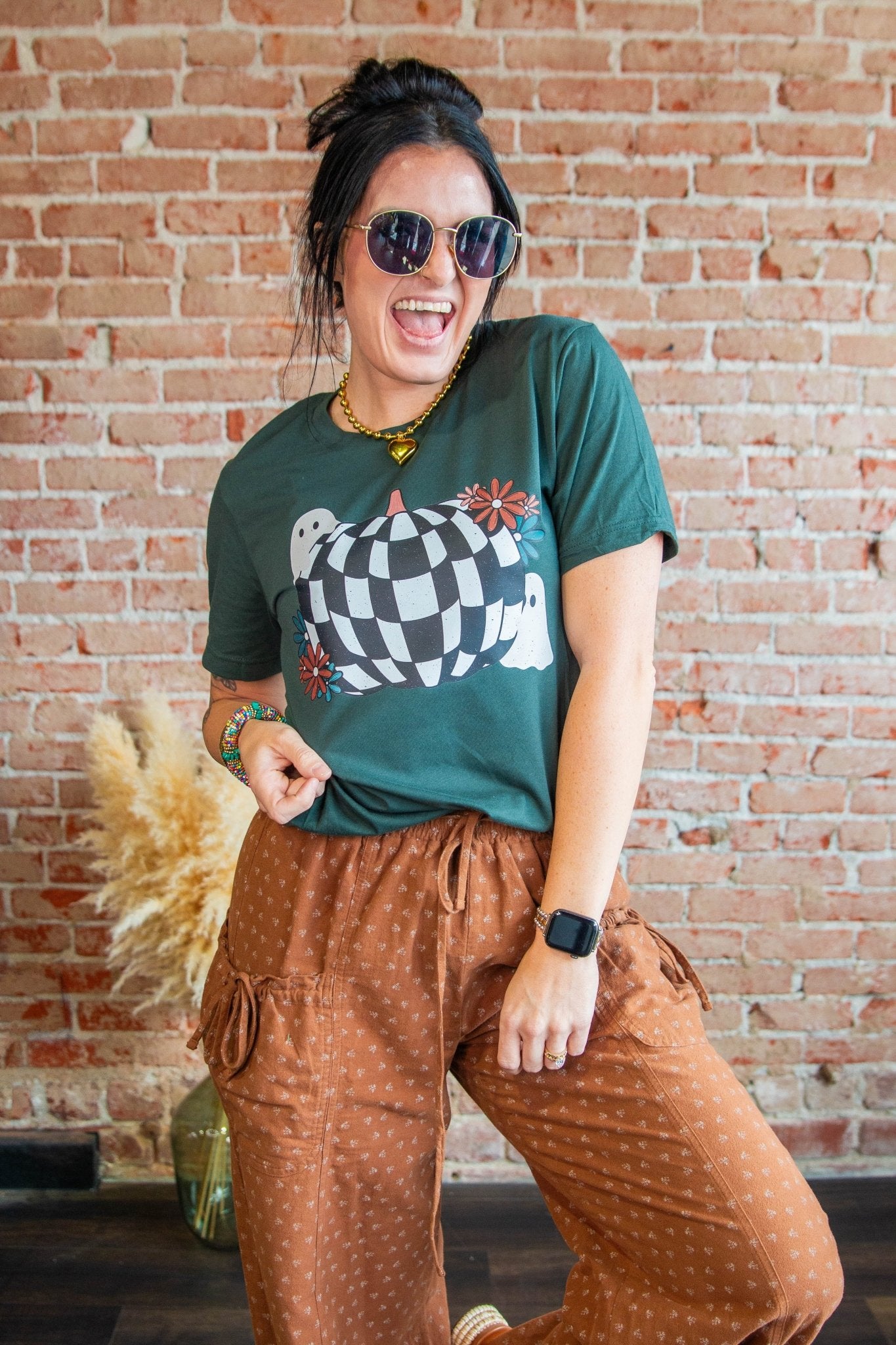 Checkered Pumpkin Graphic Tee - Southern Chic Tees & Boutique