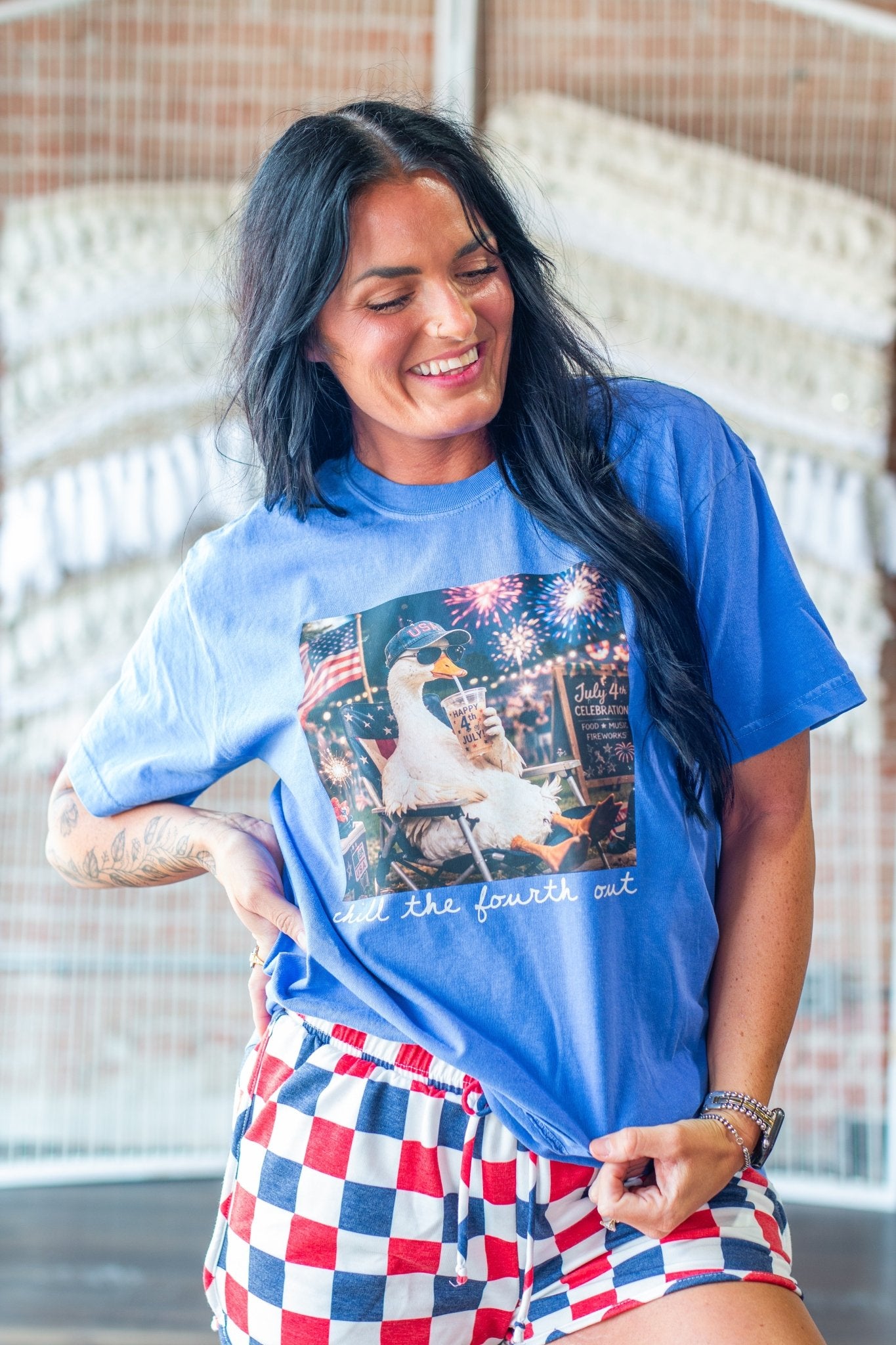 Chill The Fourth Out Funny Goose Graphic Tee - Patriotic 4th of July Shirt - Southern Chic Tees & Boutique