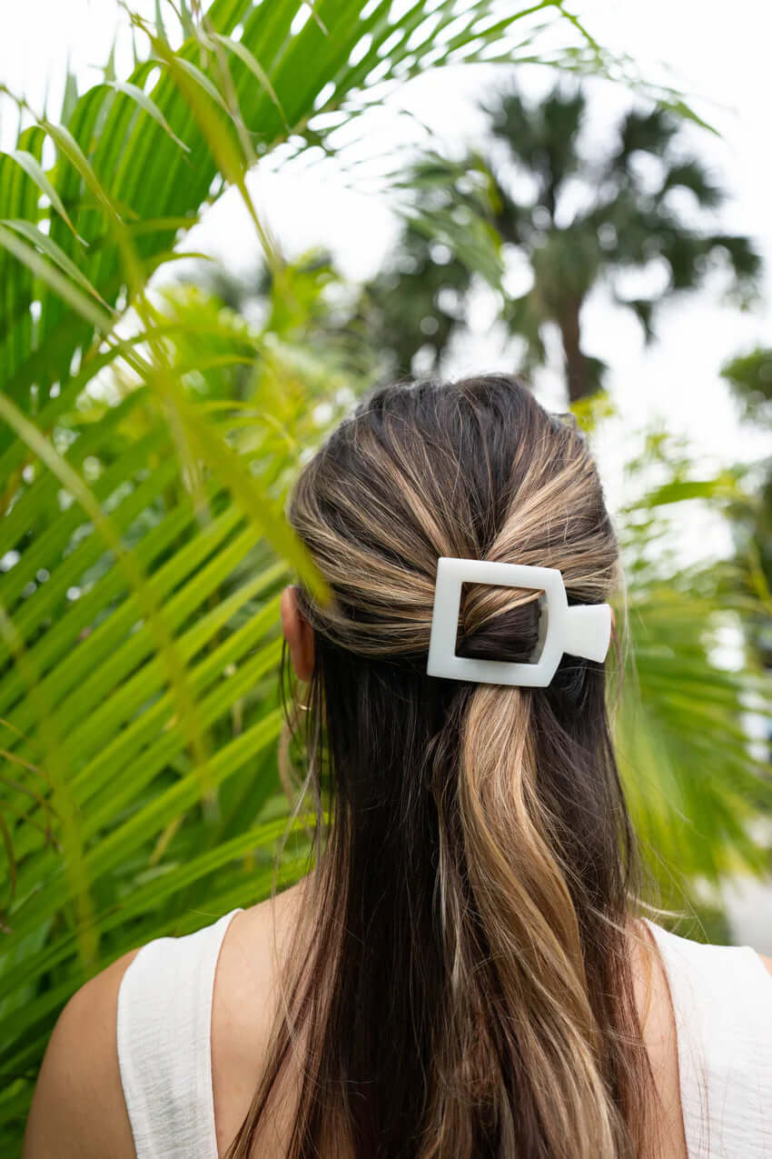 Coconut White Teleties Flat Square Clip - Southern Chic Tees & Boutique