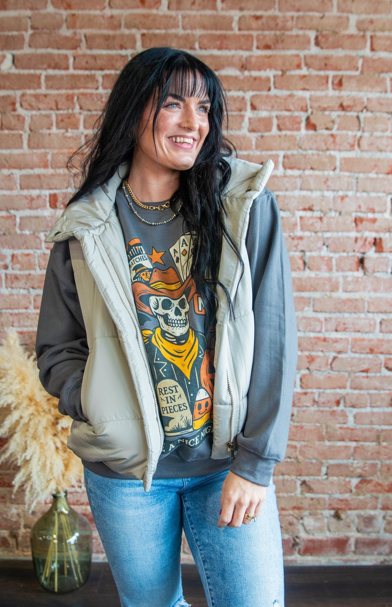 Cold Front Cutie Puffer Vest | Cement - Southern Chic Tees & Boutique