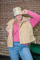 Cozy Mock Neck Sherpa Vest Jacket | Beige - Southern Chic Tees & Boutique
