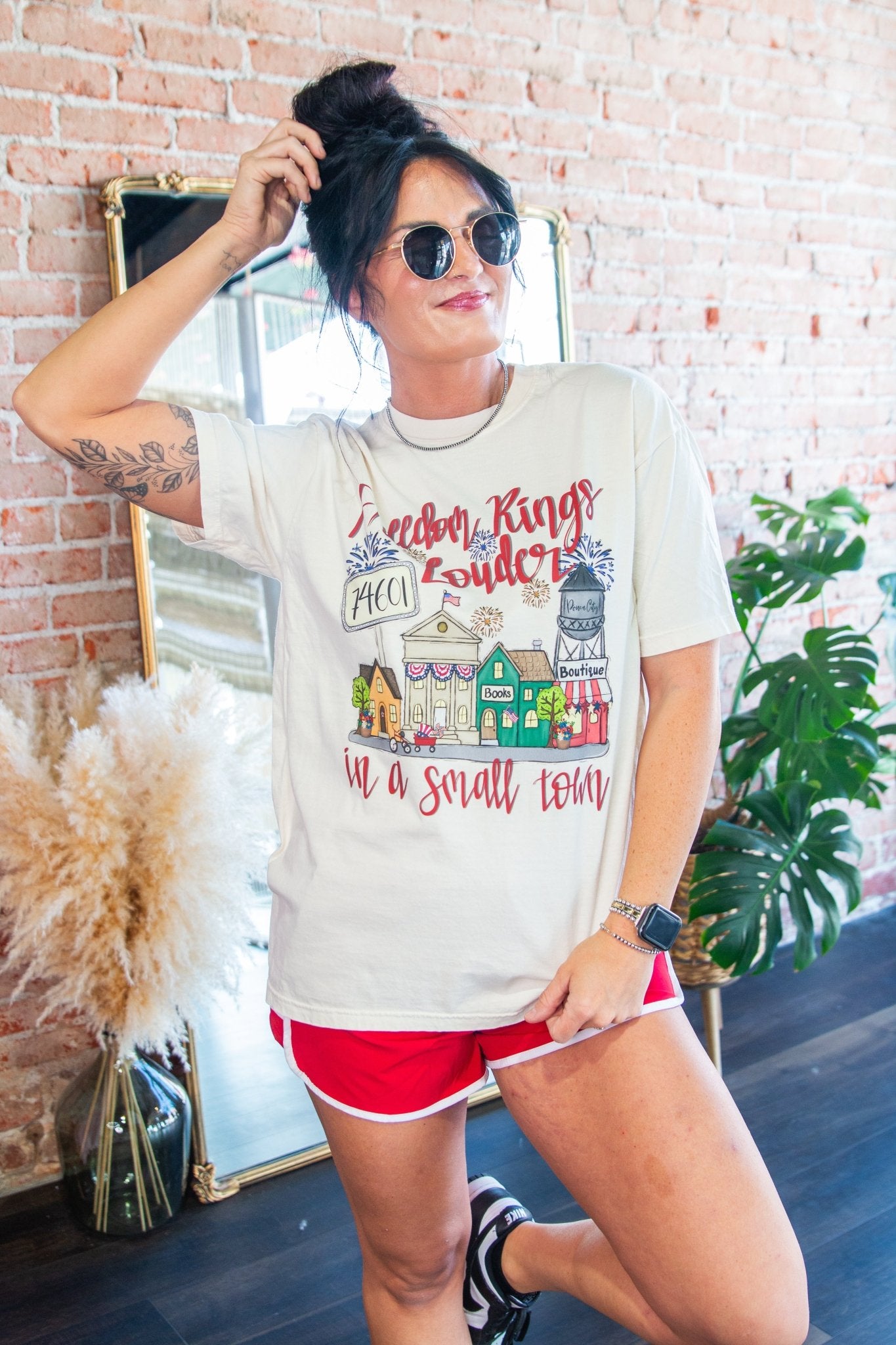 Custom Freedom Rings Louder in a Small Town Graphic Tee - Southern Chic Tees & Boutique