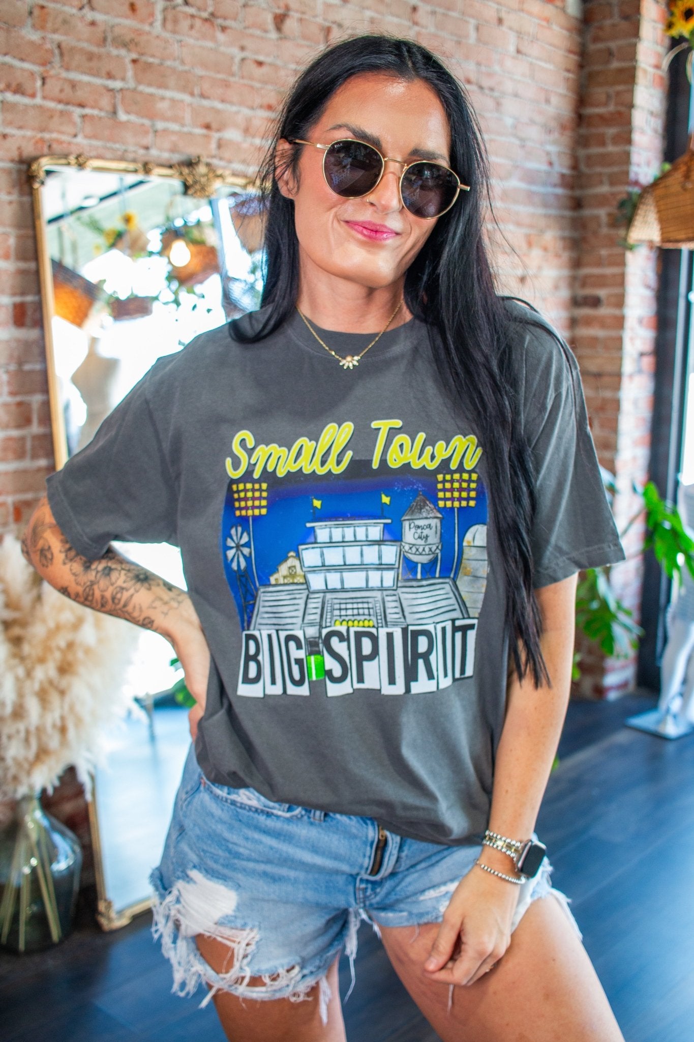 Custom Small Town Big Spirit Tee | Personalized Hometown Graphic Shirt - Southern Chic Tees & Boutique