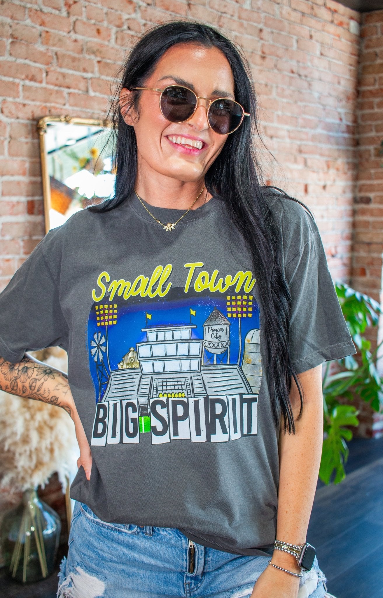 Custom Small Town Big Spirit Tee | Personalized Hometown Graphic Shirt - Southern Chic Tees & Boutique