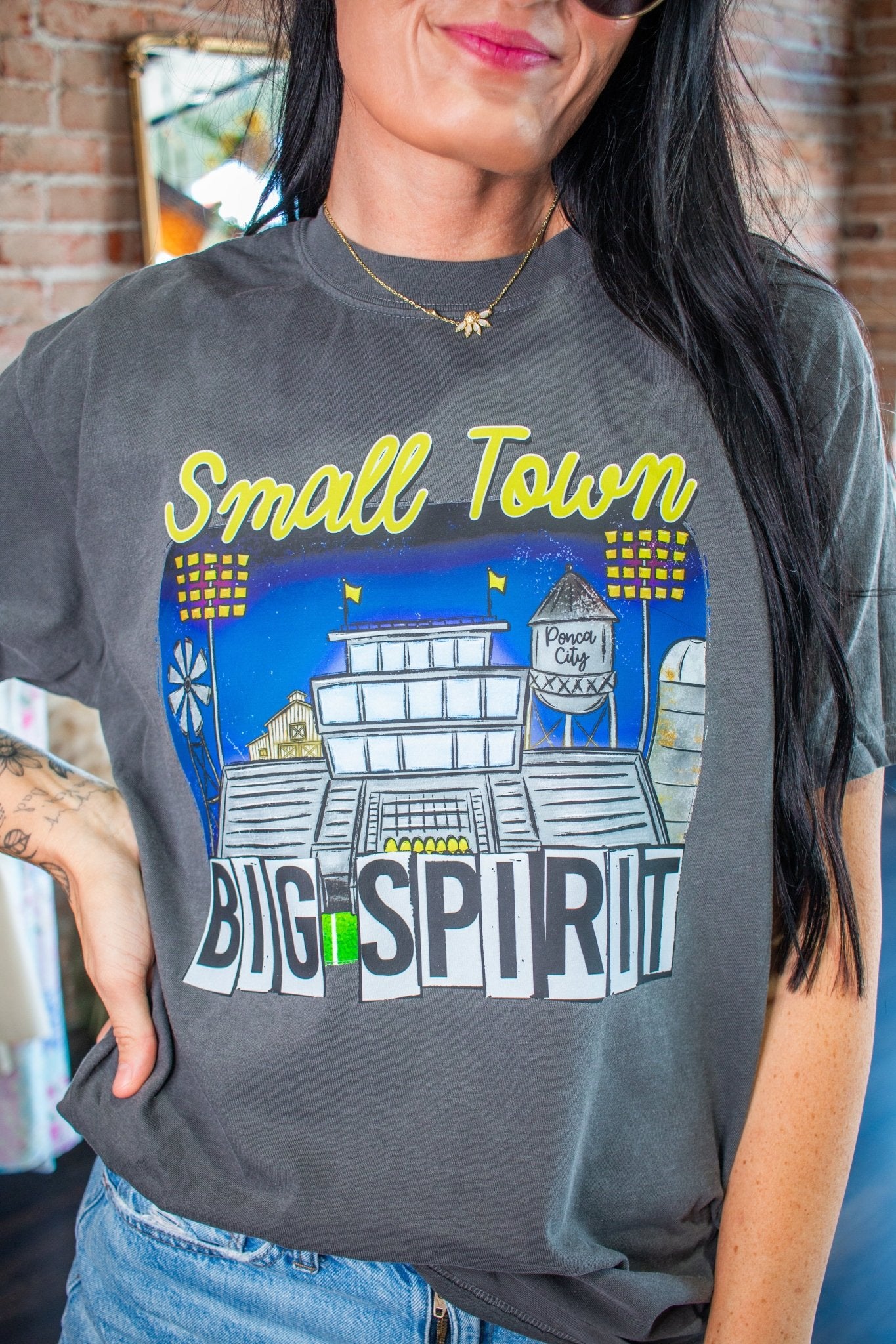 Custom Small Town Big Spirit Tee | Personalized Hometown Graphic Shirt - Southern Chic Tees & Boutique