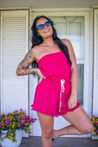 Electric Pink Gingham Smocked Strapless Romper - Southern Chic Tees & Boutique