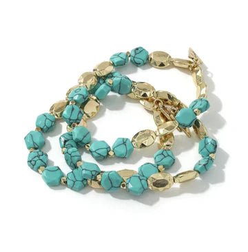 Erimish Abbie Turquoise & Gold Bracelet Starter Stack (3 - Piece Set) - Southern Chic Tees & Boutique