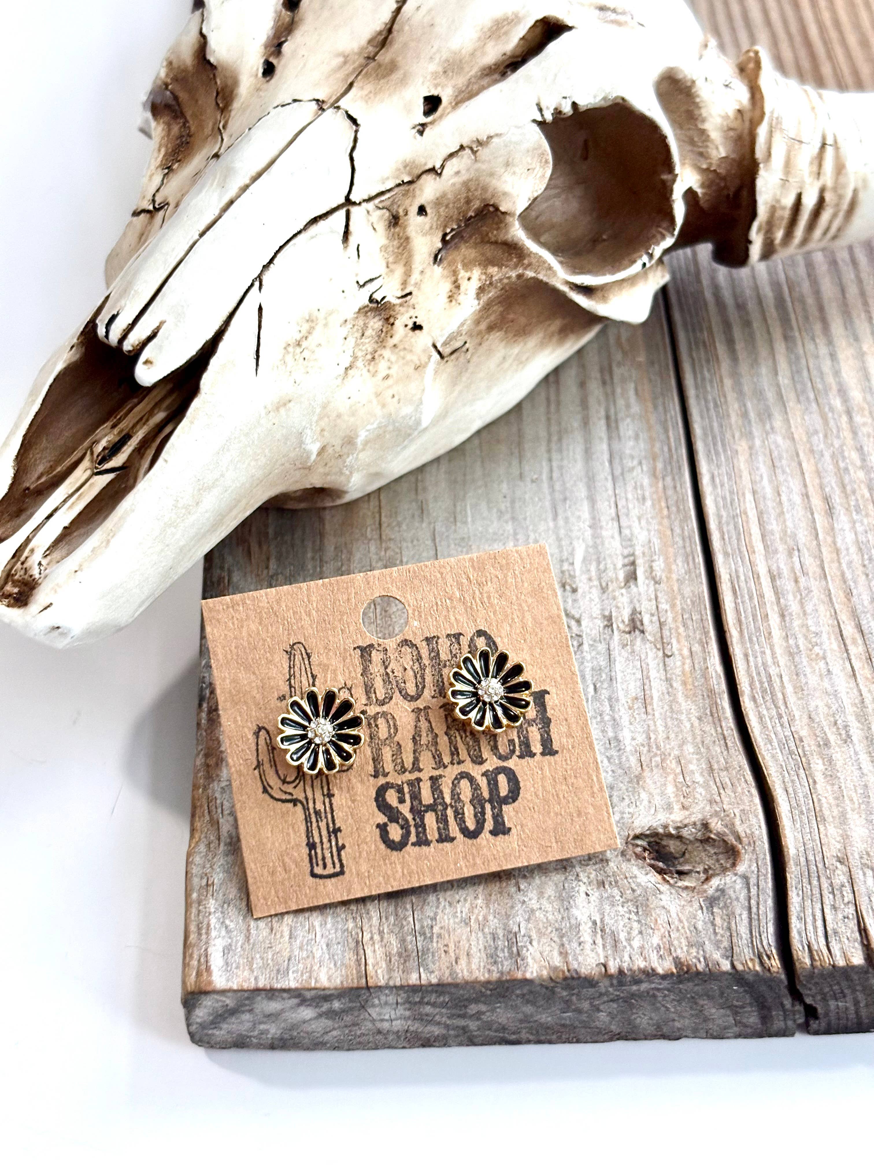 Black Daisy Earrings