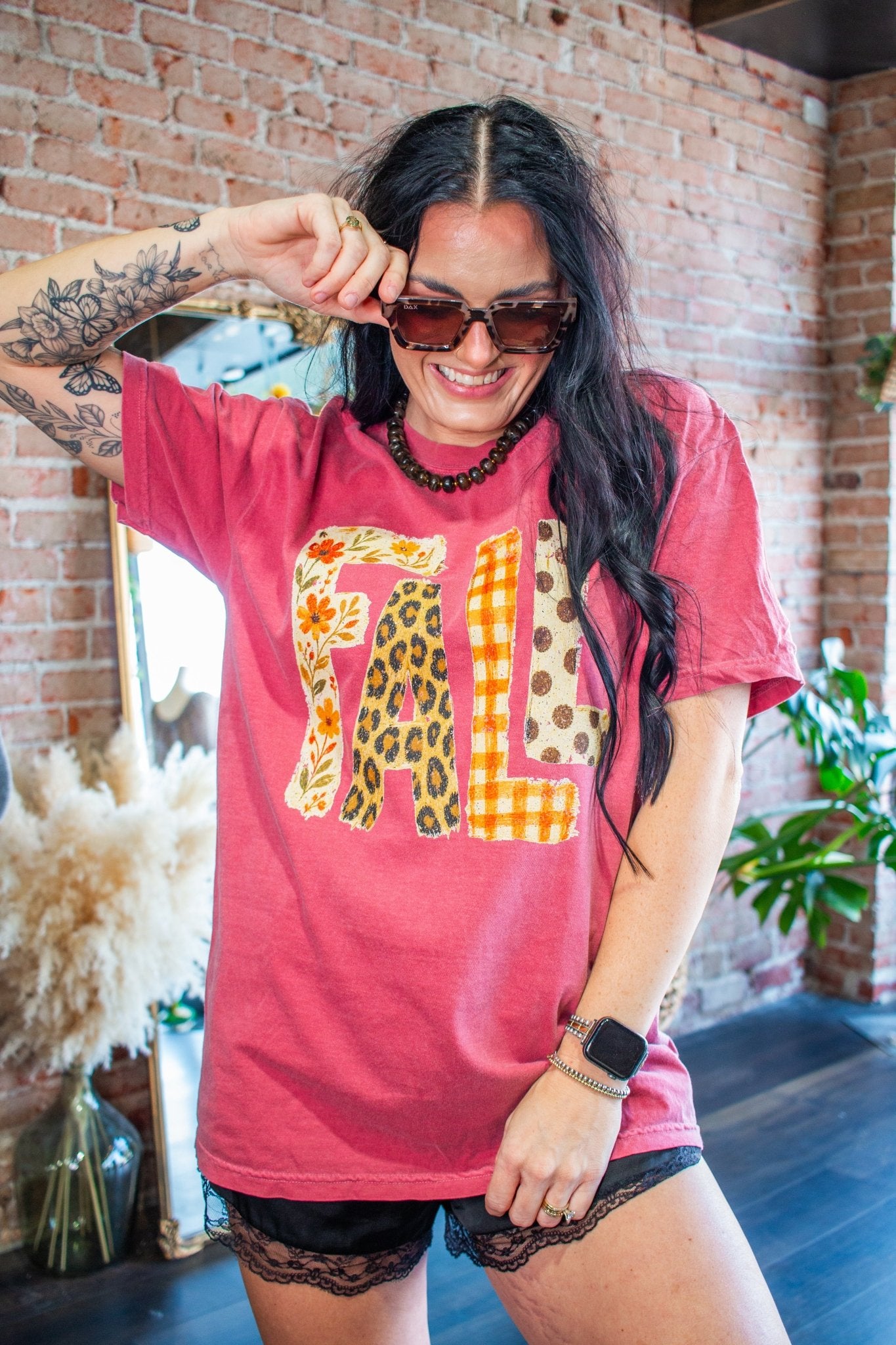 Fall In Love Mixed Pattern Comfort Colors Graphic Tee - Southern Chic Tees & Boutique
