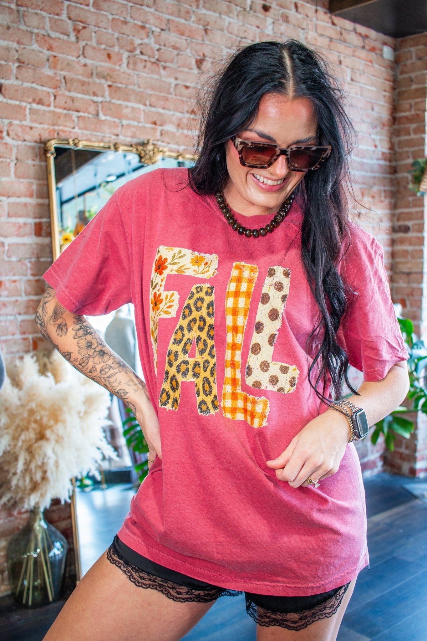 Fall In Love Mixed Pattern Comfort Colors Graphic Tee - Southern Chic Tees & Boutique