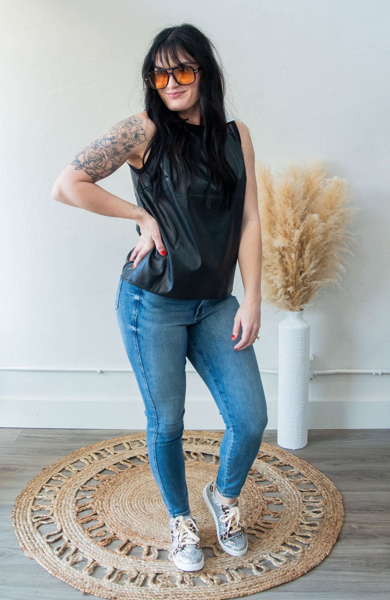 Faux Leather Tank - Southern Chic Tees & Boutique