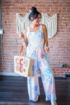Floral Patchwork Wide Leg Bib Overalls - Southern Chic Tees & Boutique