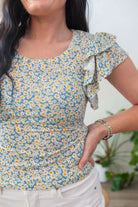 Floral Print Ruffle Sleeve Blouse - Southern Chic Tees & Boutique