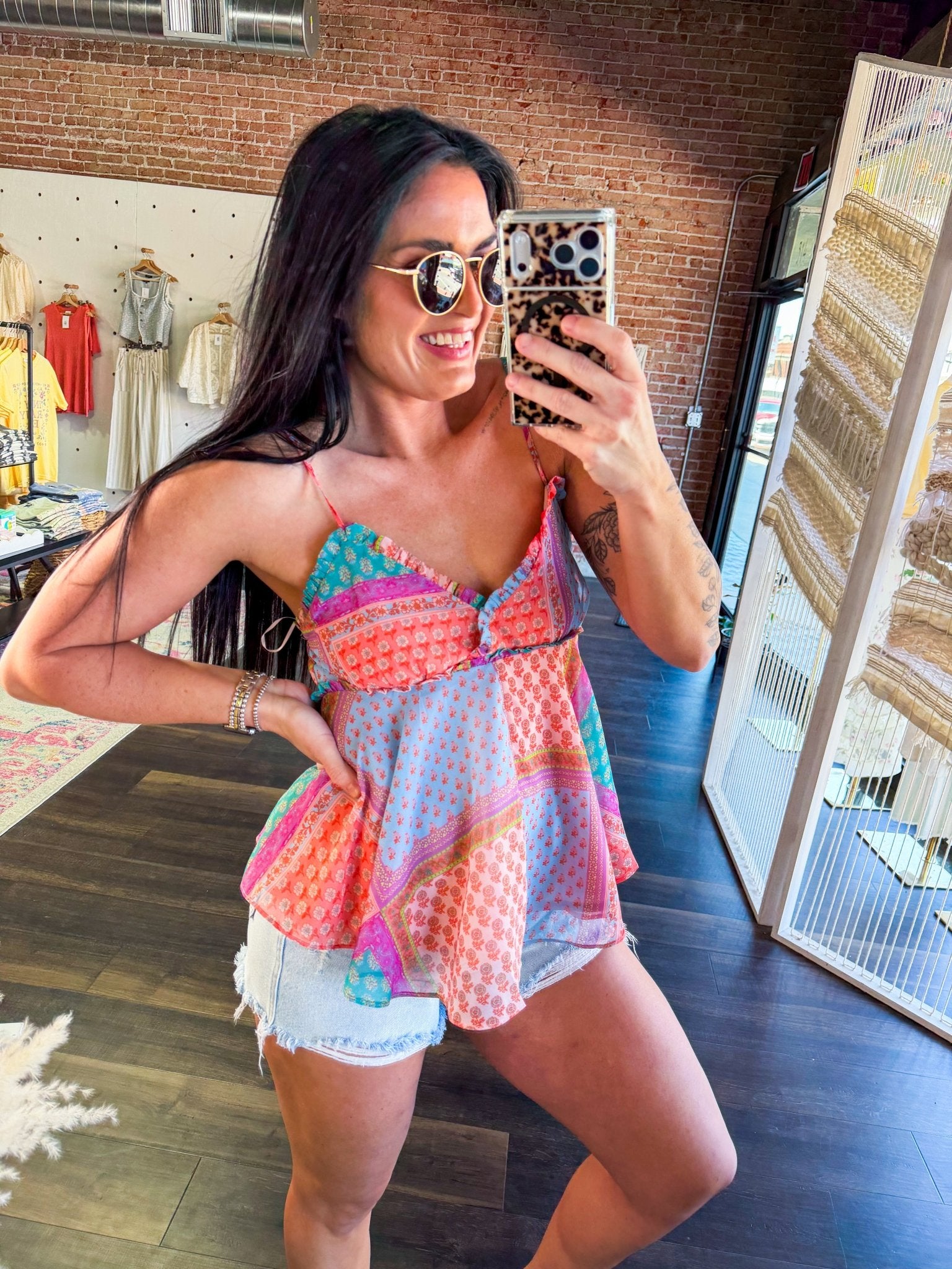 Free Spirit Boho Patchwork Peplum Cami Tank - Southern Chic Tees & Boutique