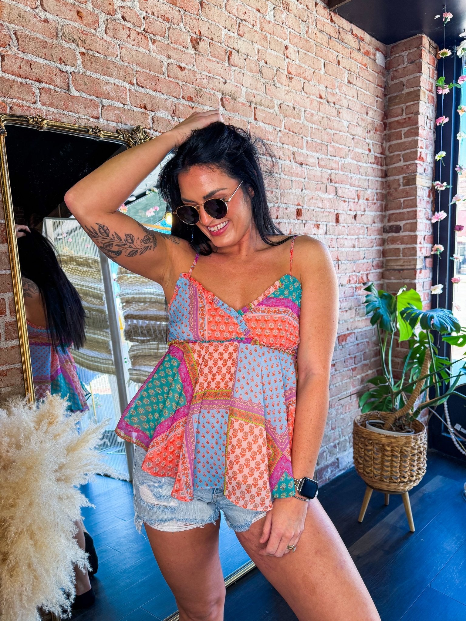 Free Spirit Boho Patchwork Peplum Cami Tank - Southern Chic Tees & Boutique