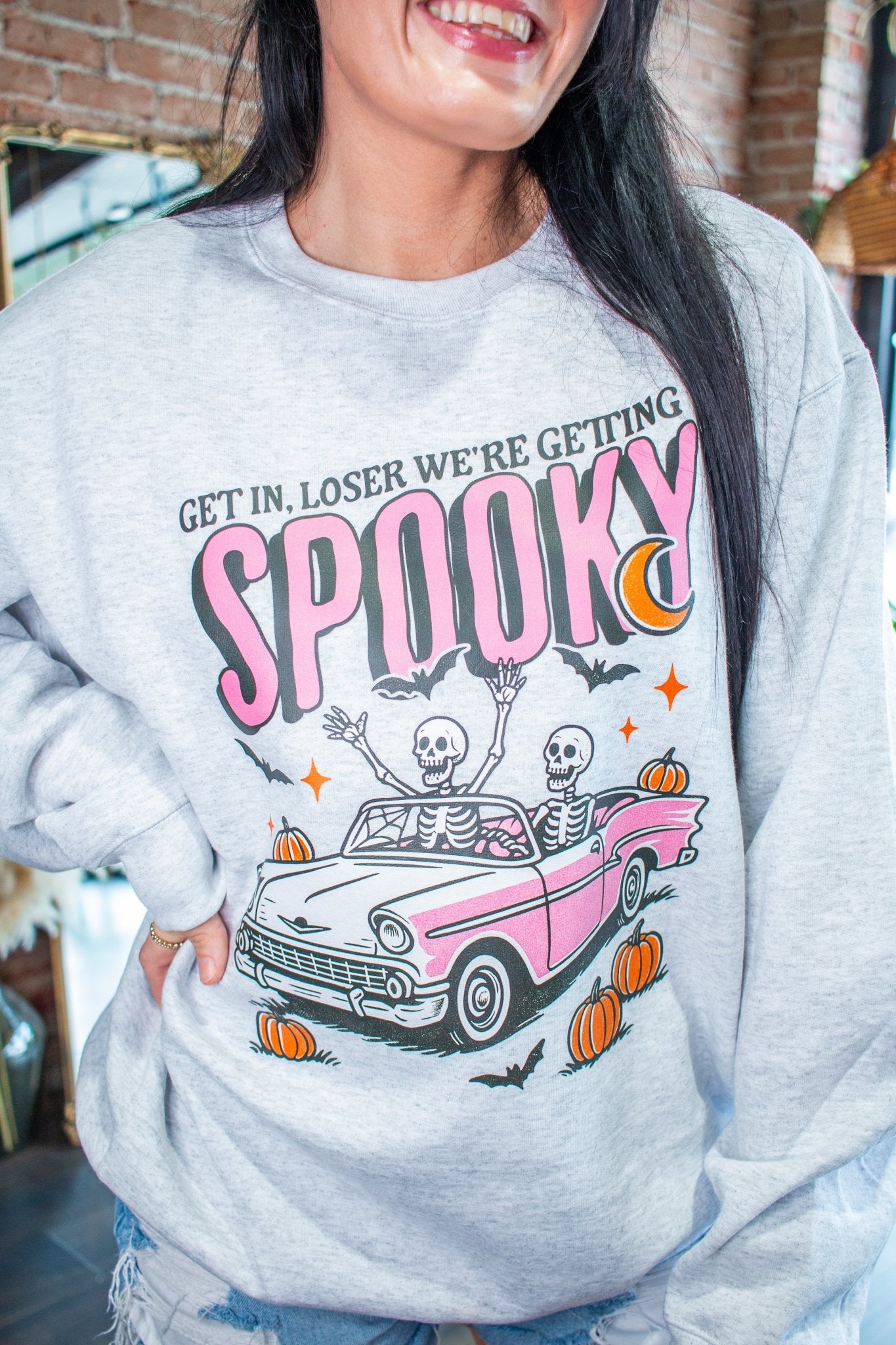 Get In Loser, We're Getting Spooky Retro Graphic Sweatshirt - Southern Chic Tees & Boutique