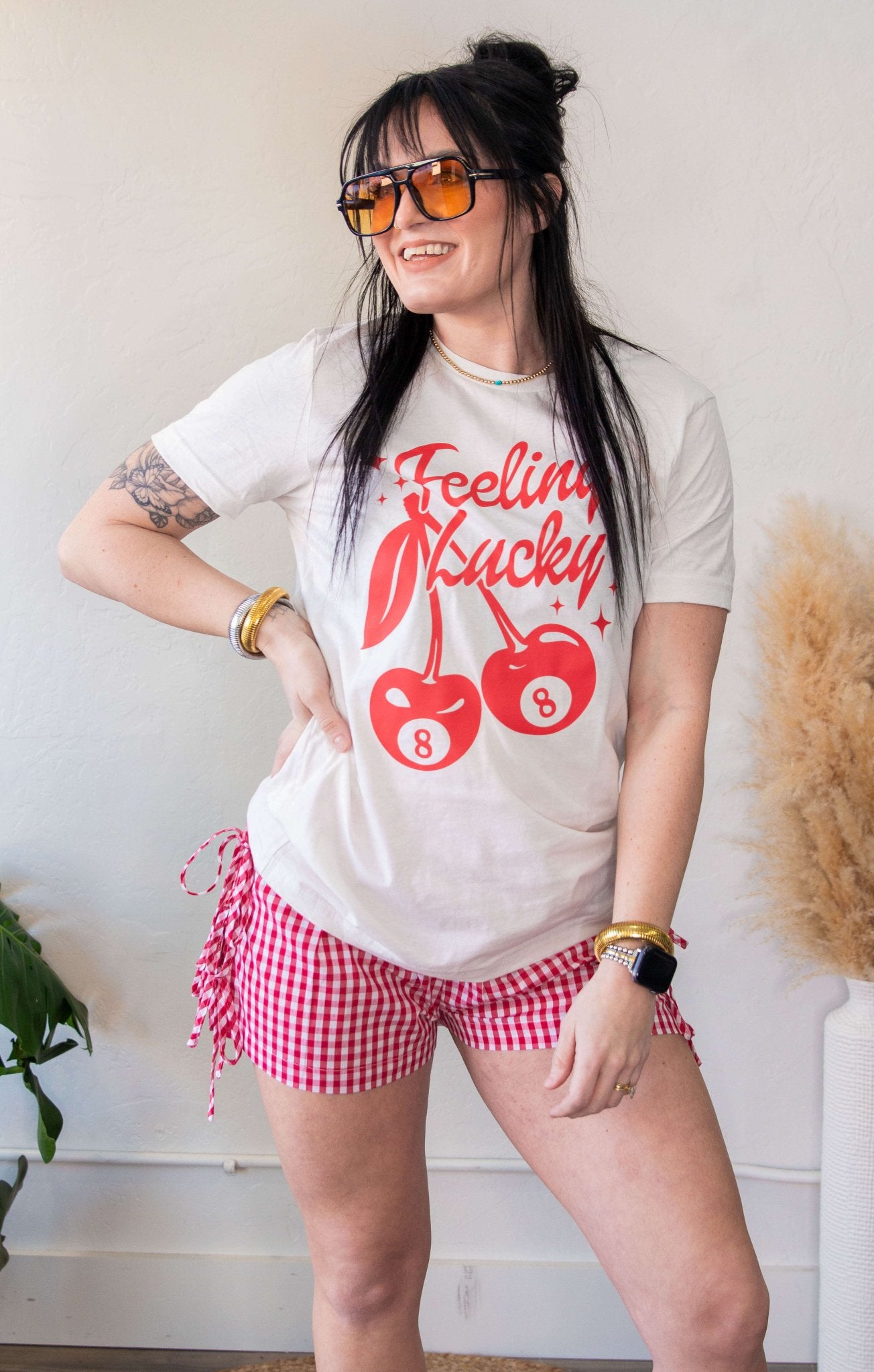 Gingham Side Bow Shorts - Southern Chic Tees & Boutique