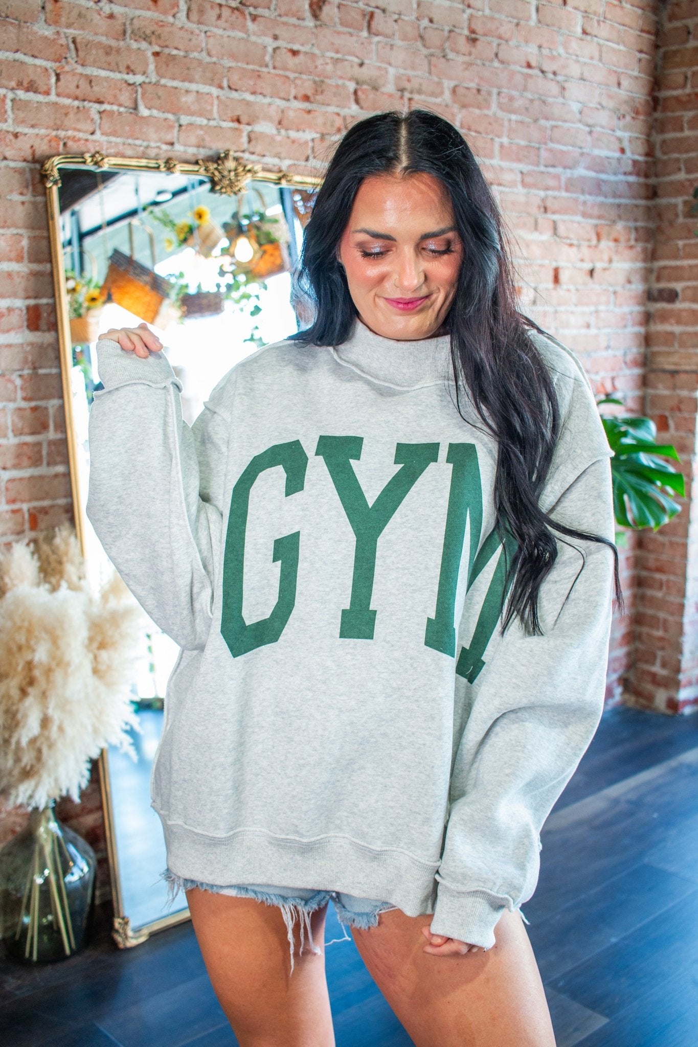 GYM & BED Reversible Oversized Fleece Mockneck Sweatshirt - Southern Chic Tees & Boutique