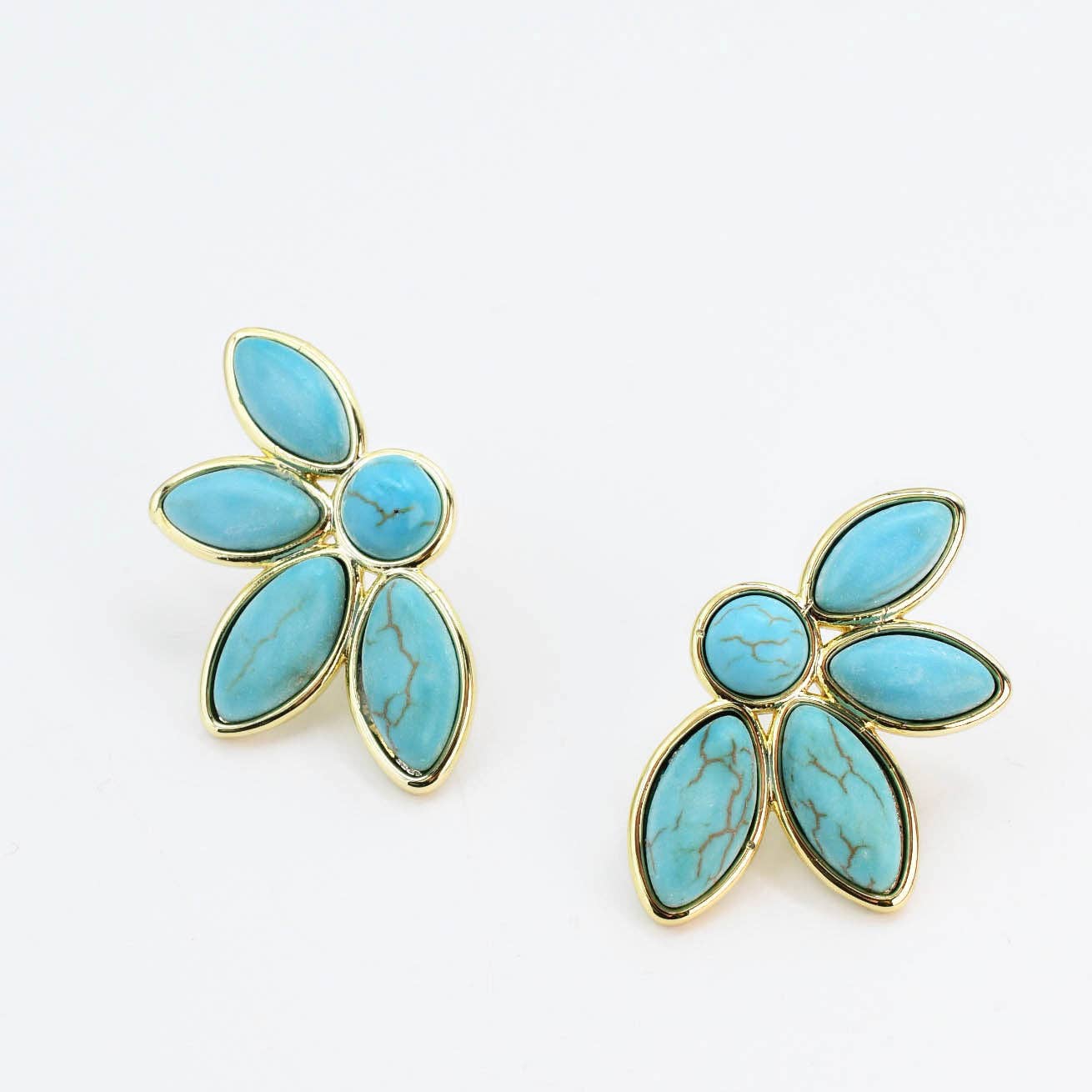 Half Turquoise Flower Studs - Southern Chic Tees & Boutique