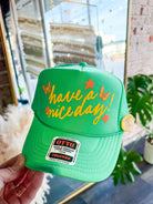 Have a Nice Day! Stars & Butterflies Trucker Hat: Cactus Green - Southern Chic Tees & Boutique