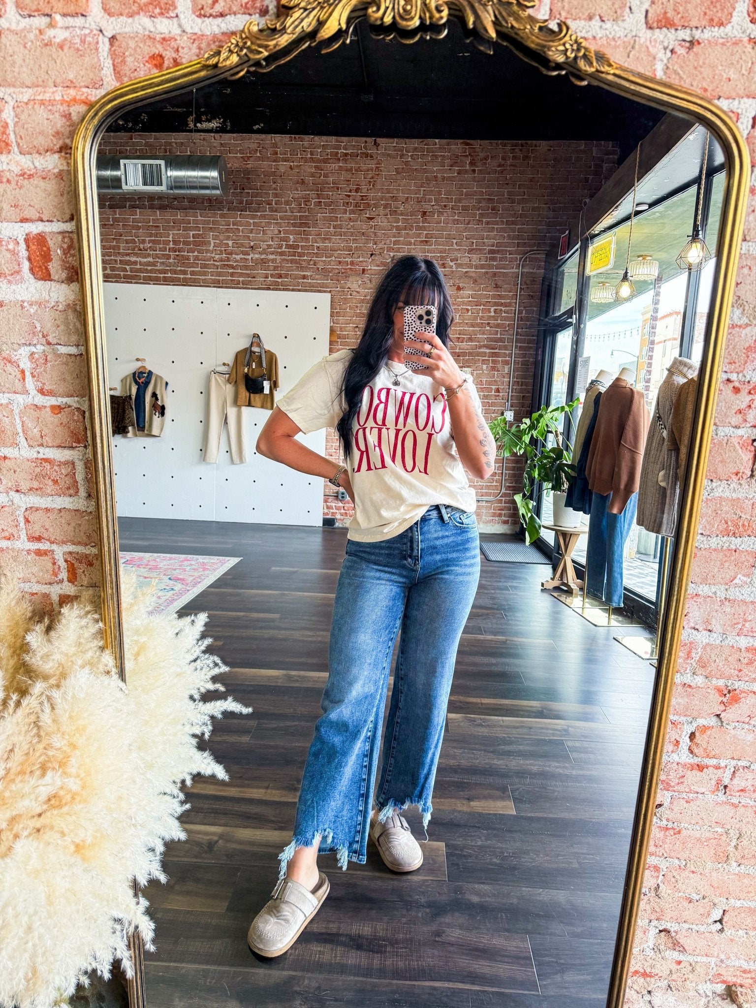 High Rise Slim Wide Leg Jeans W/ Destroyed Hem - Southern Chic Tees & Boutique