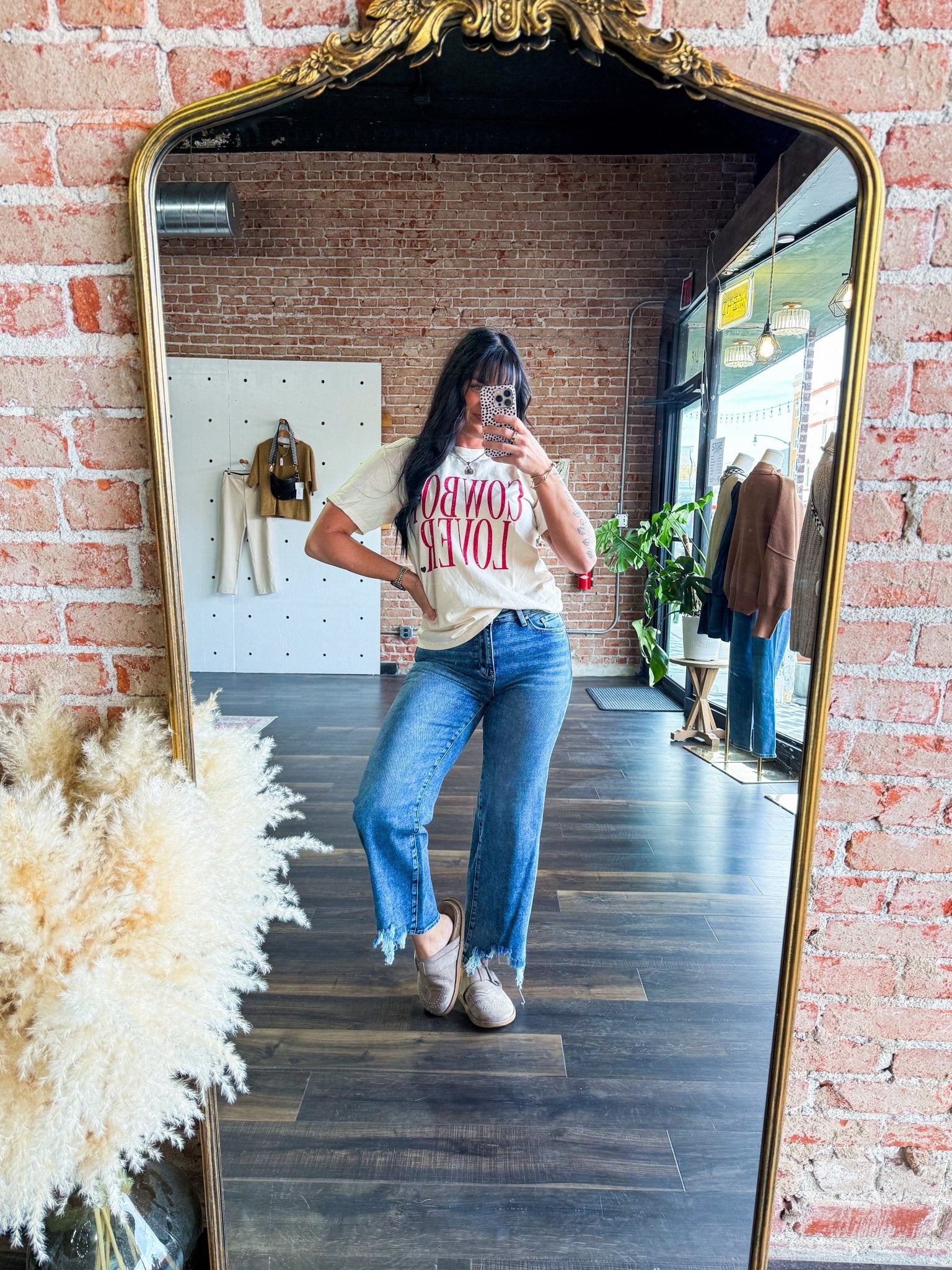 High Rise Slim Wide Leg Jeans W/ Destroyed Hem - Southern Chic Tees & Boutique