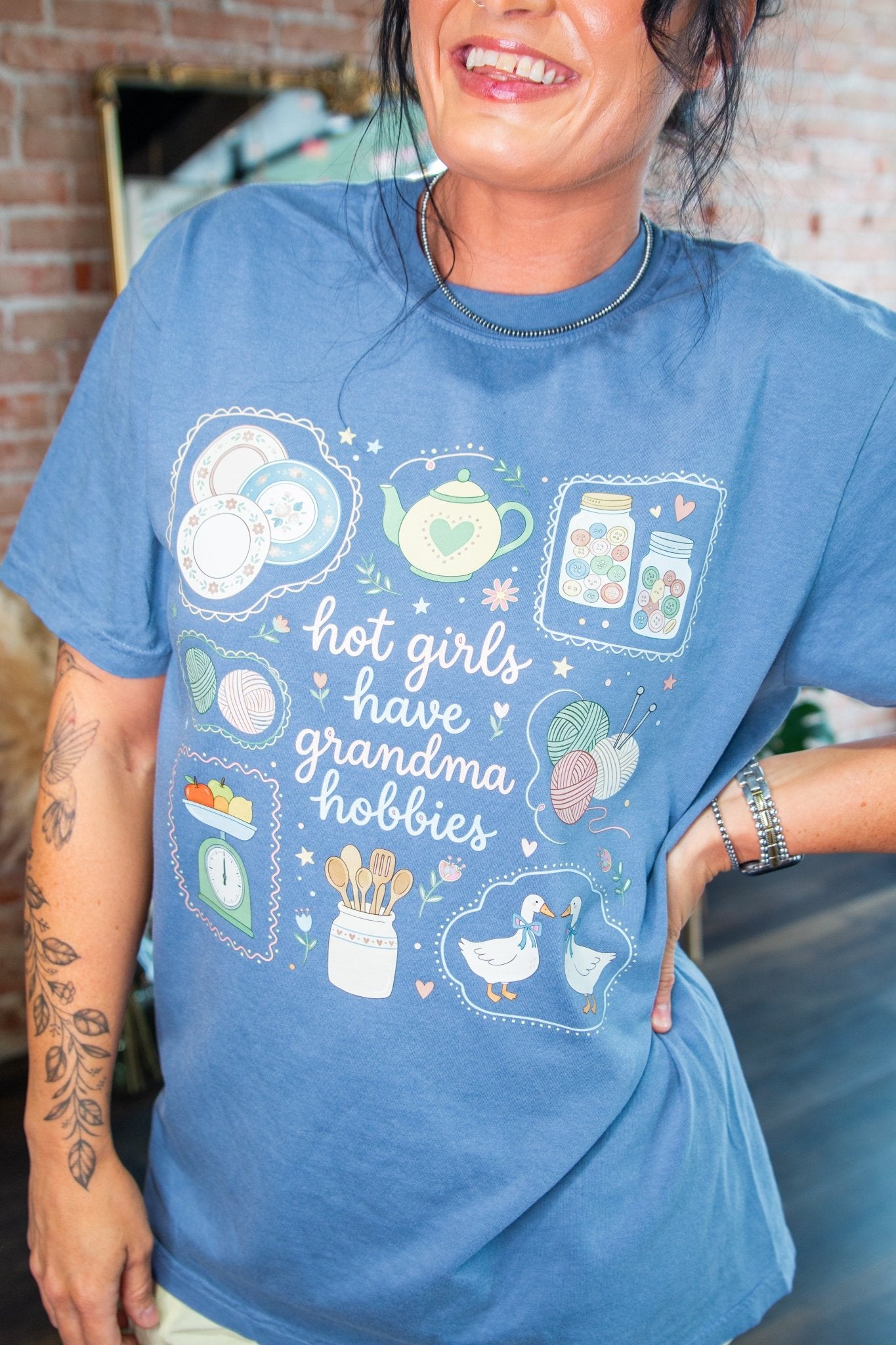 Hot Girls Have Grandma Hobbies Comfort Colors Tee | Cozy Aesthetic Graphic Shirt - Southern Chic Tees & Boutique