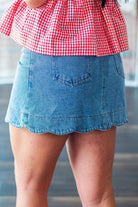 Iconic Scallop Hem Button - Front Denim Mini Skirt - Southern Chic Tees & Boutique