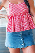 Iconic Scallop Hem Button - Front Denim Mini Skirt - Southern Chic Tees & Boutique