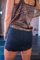 Iconic Scallop Hem Button-Front Denim Mini Skirt | Black - Southern Chic Tees & Boutique