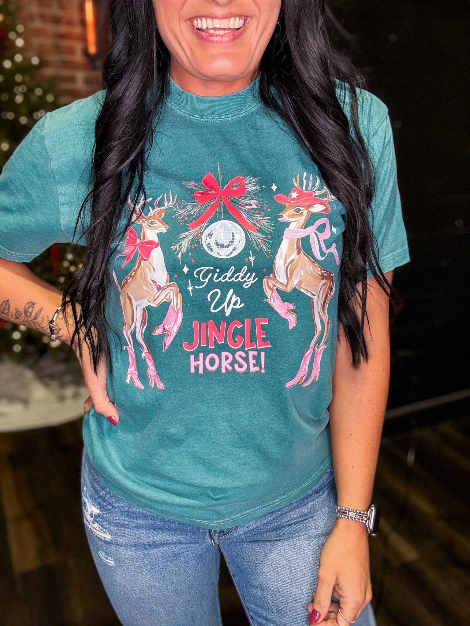 Jingle Horse Christmas Graphic Tee - Southern Chic Tees & Boutique