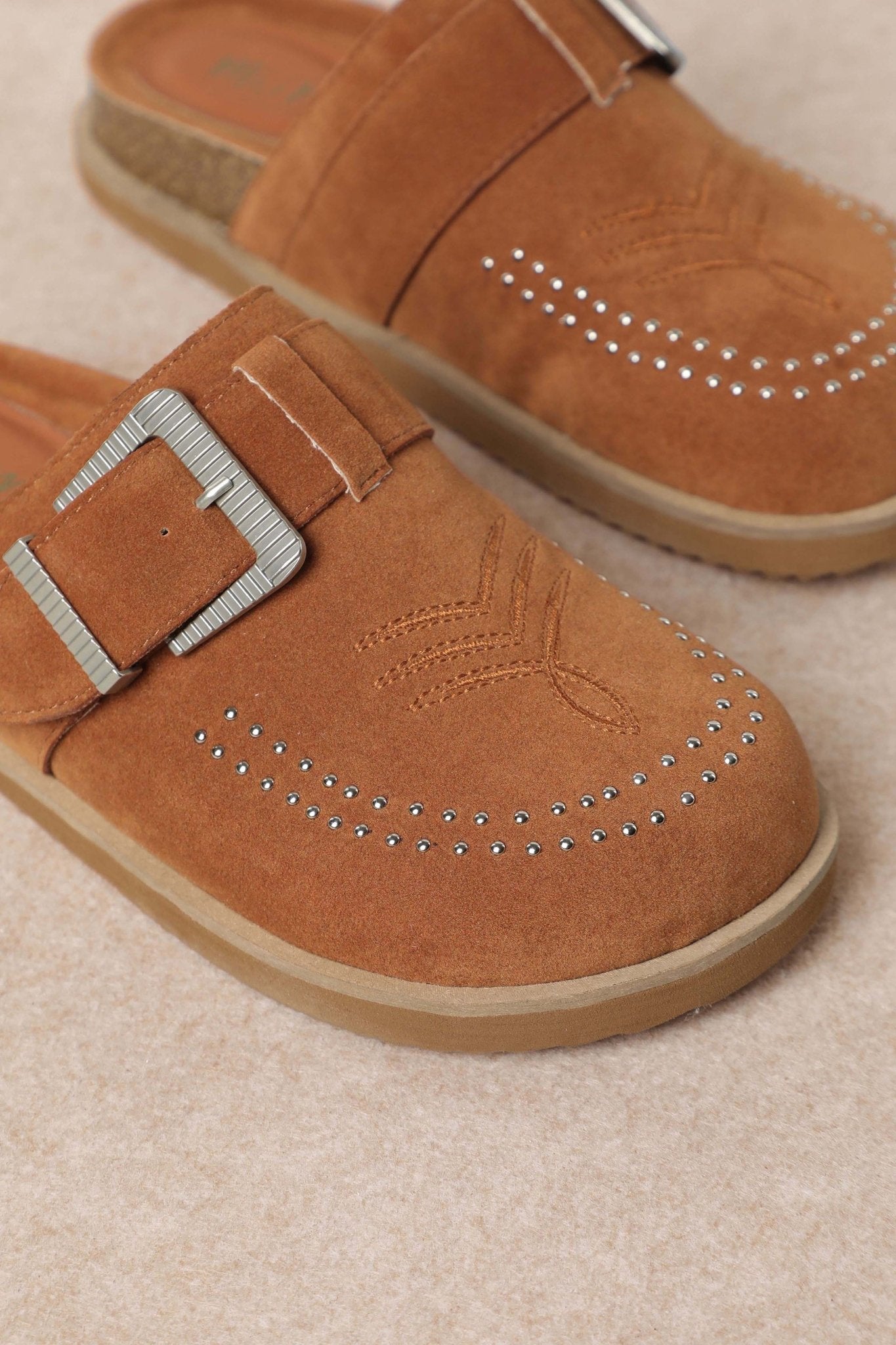 Josephine Studded Mules | Camel - Southern Chic Tees & Boutique