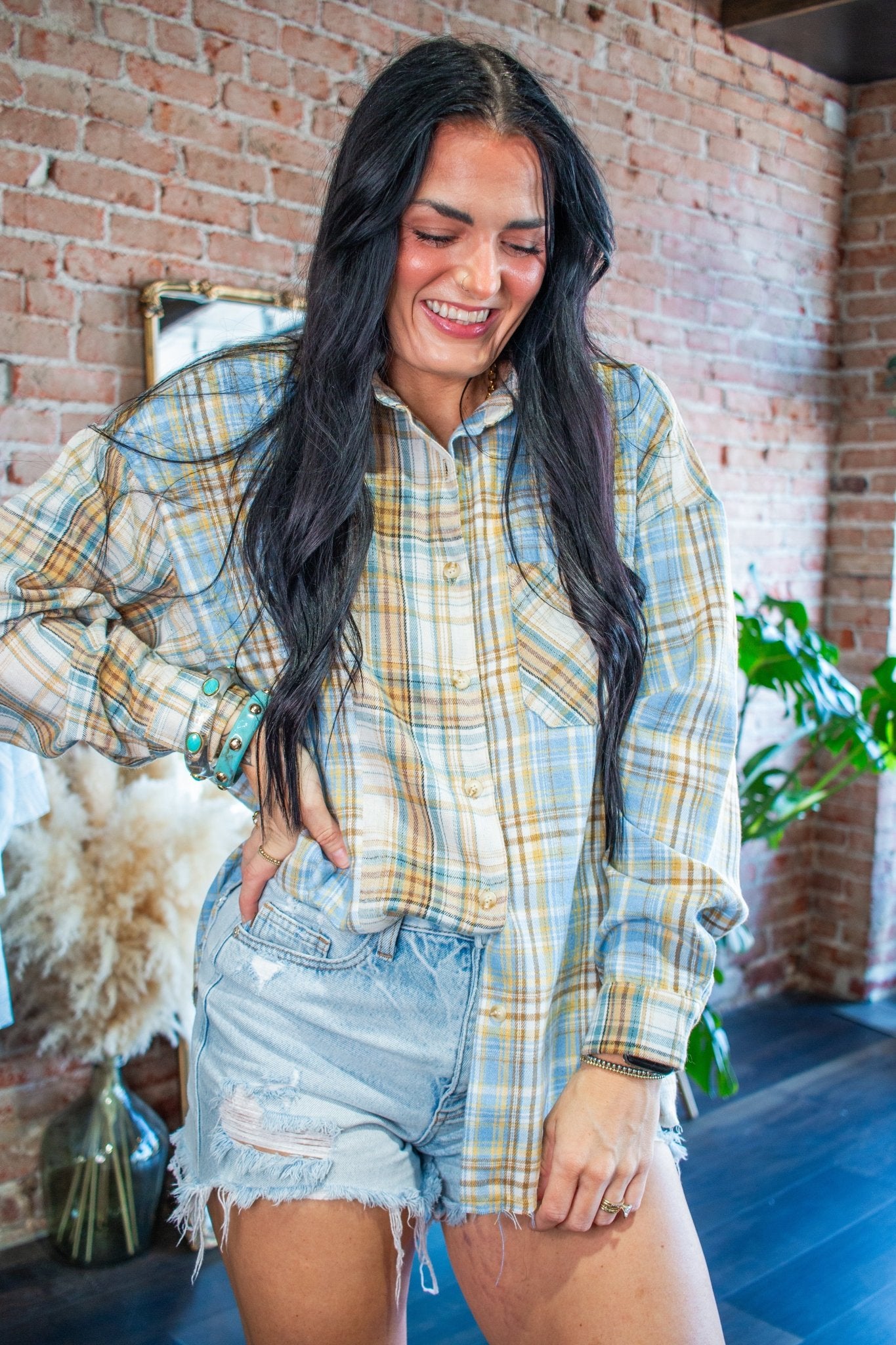Kambrie Relaxed Patchwork Plaid Flannel Shirt - Southern Chic Tees & Boutique