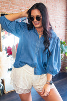 Lace Tiered Activewear Shorts | Cross - Waist Flowy Gym Shorts Cream - Southern Chic Tees & Boutique