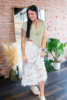 Lace Trim Floral Silk Maxi Skirt - Southern Chic Tees & Boutique