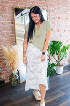 Lace Trim Floral Silk Maxi Skirt - Southern Chic Tees & Boutique