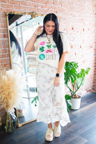 Lace Trim Floral Silk Maxi Skirt - Southern Chic Tees & Boutique