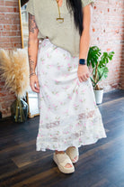 Lace Trim Floral Silk Maxi Skirt - Southern Chic Tees & Boutique