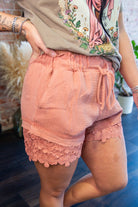Lace Trim Woven Shorts - Southern Chic Tees & Boutique