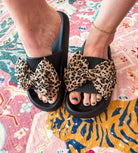 Leopard Bow Slides - Southern Chic Tees & Boutique