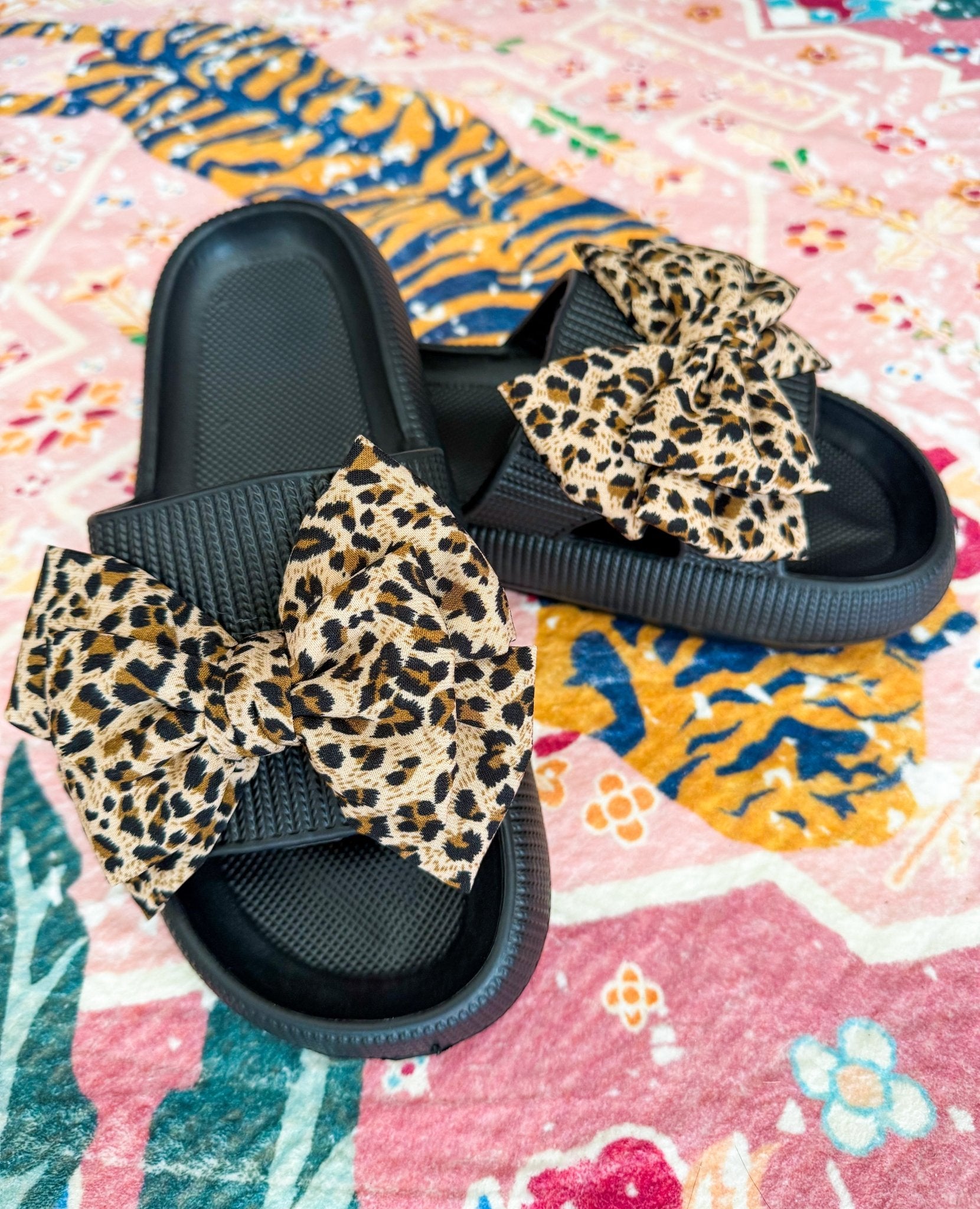 Leopard Bow Slides - Southern Chic Tees & Boutique