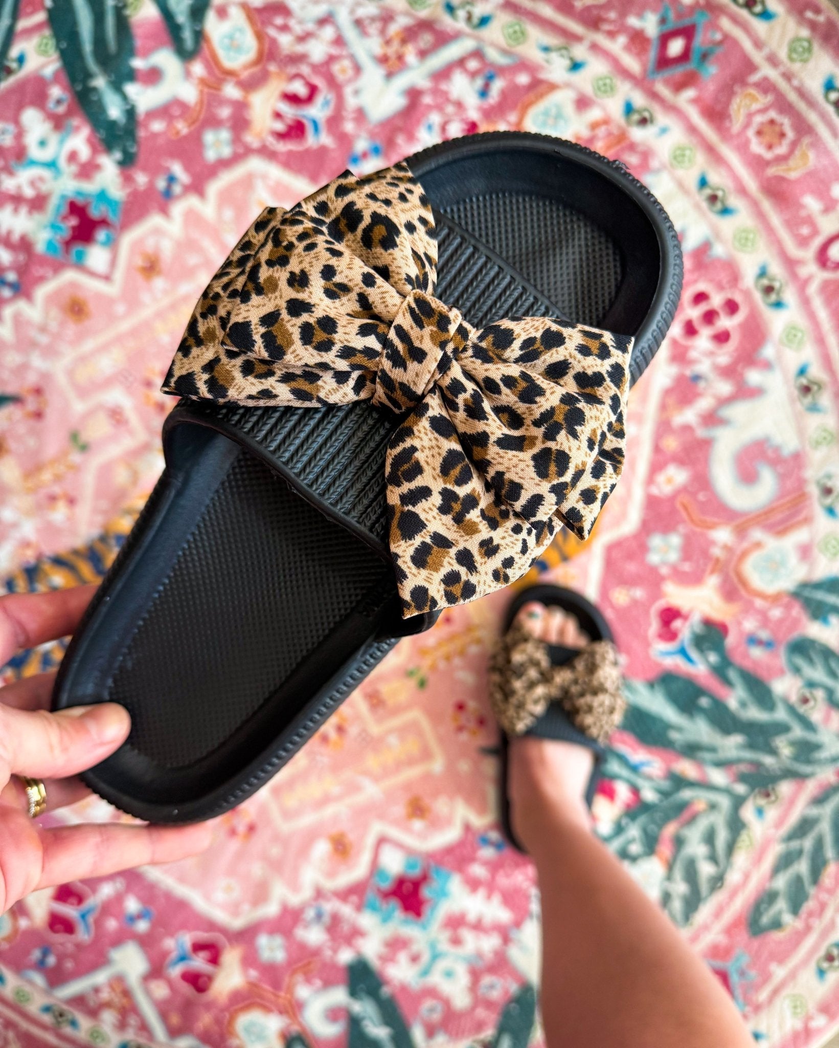 Leopard Bow Slides - Southern Chic Tees & Boutique