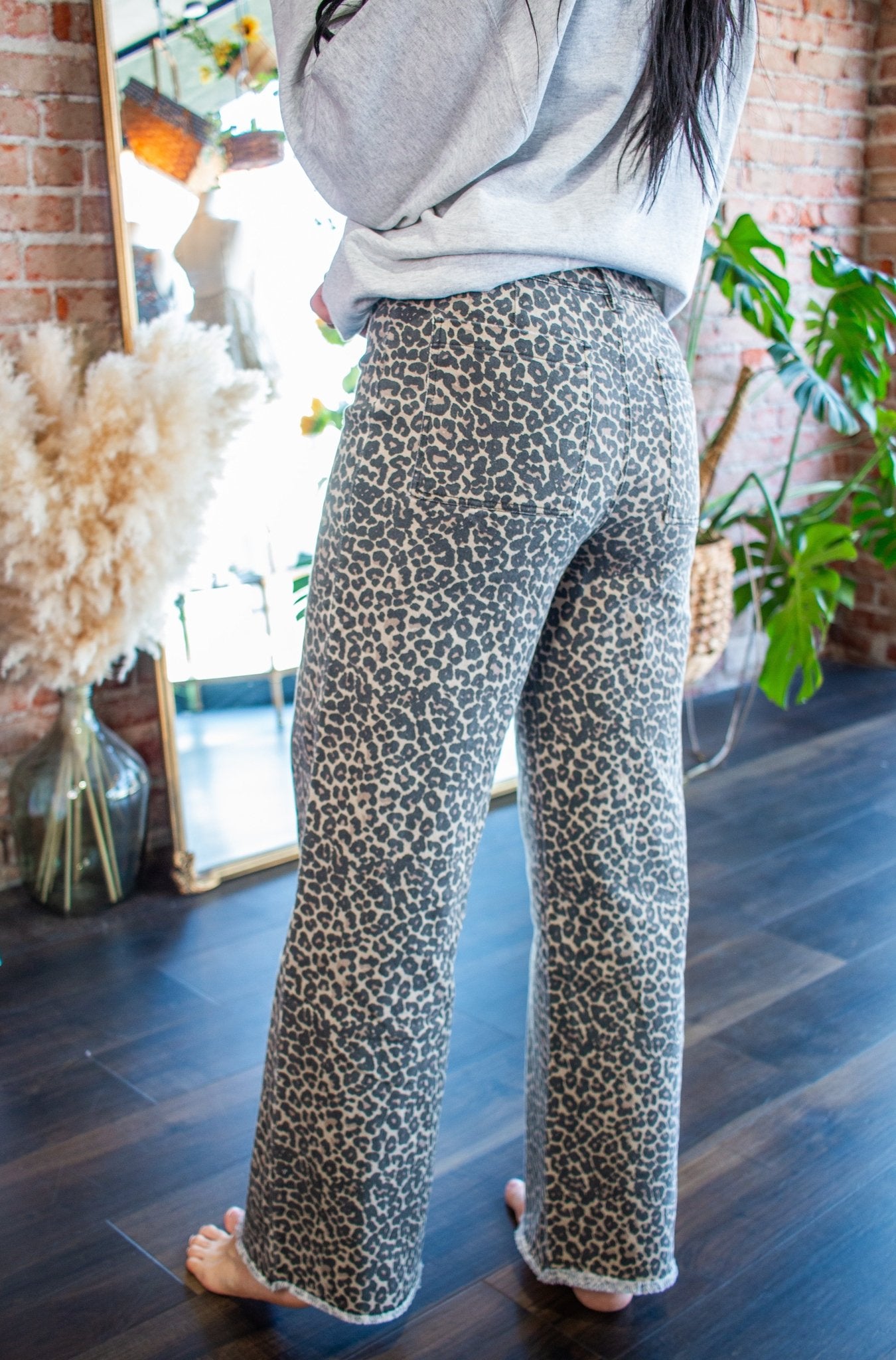 Leopard Print High Rise Flare Jeans - Southern Chic Tees & Boutique