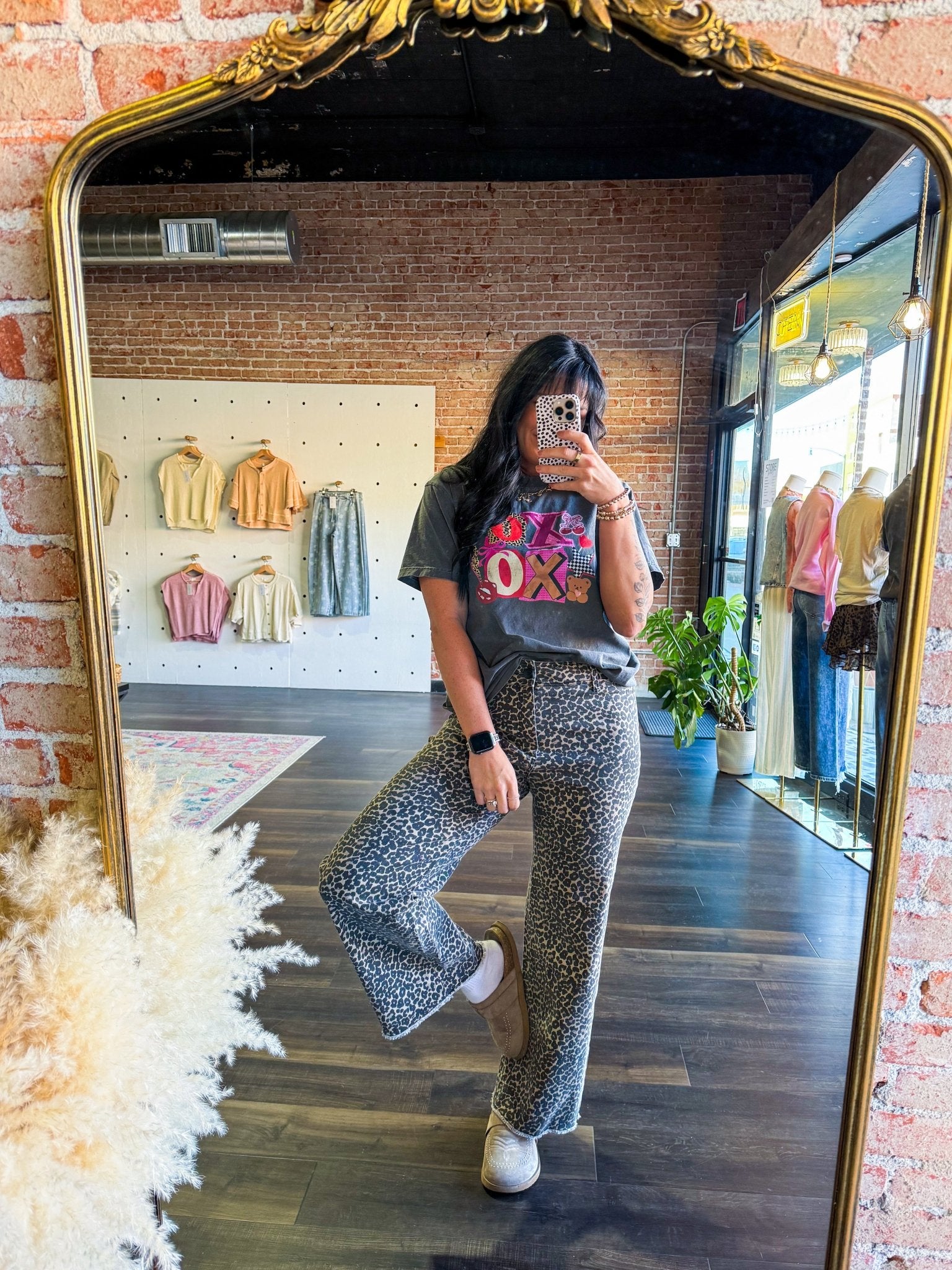 Leopard Print High Rise Flare Jeans - Southern Chic Tees & Boutique