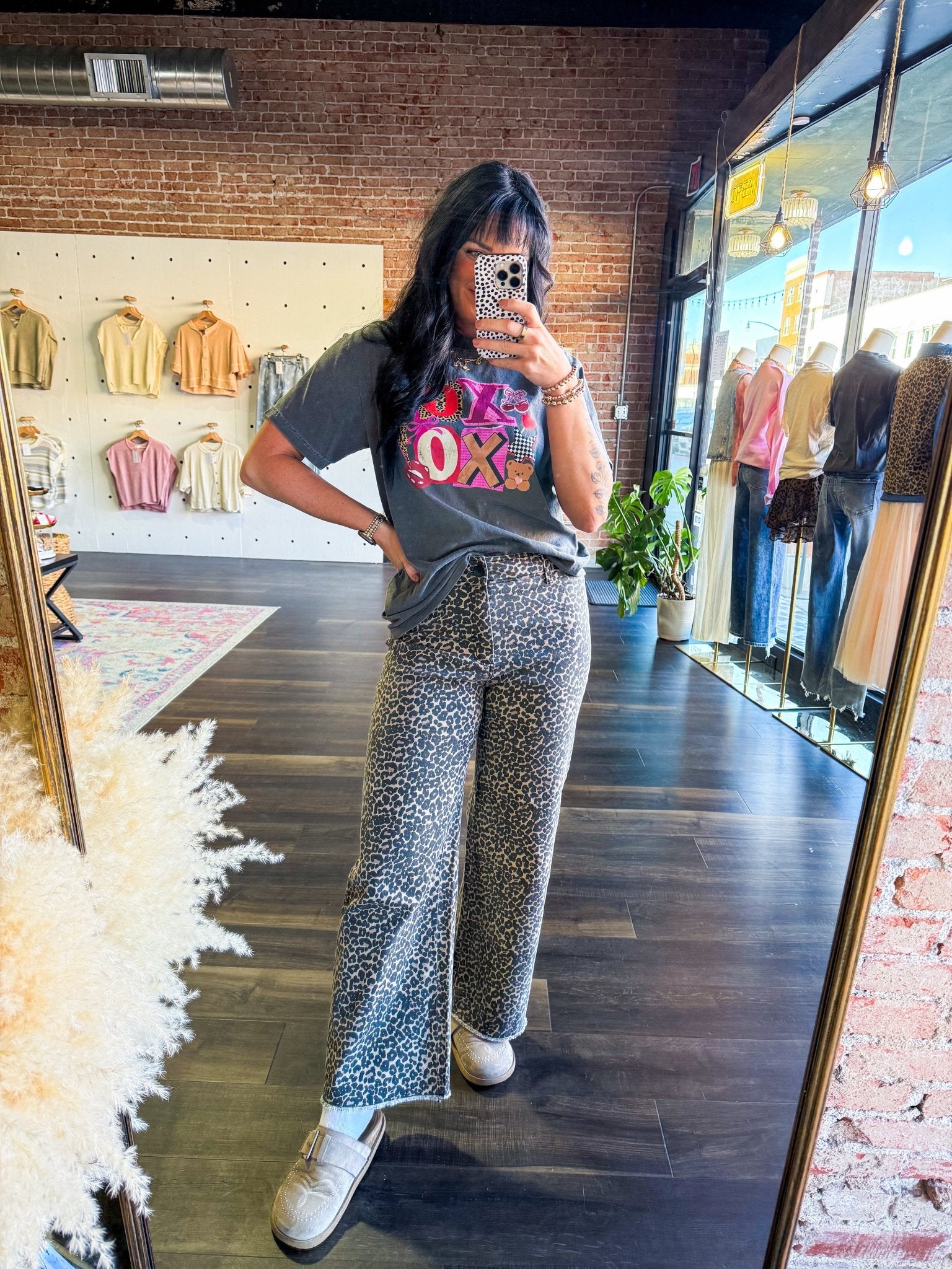 Leopard Print High Rise Flare Jeans - Southern Chic Tees & Boutique