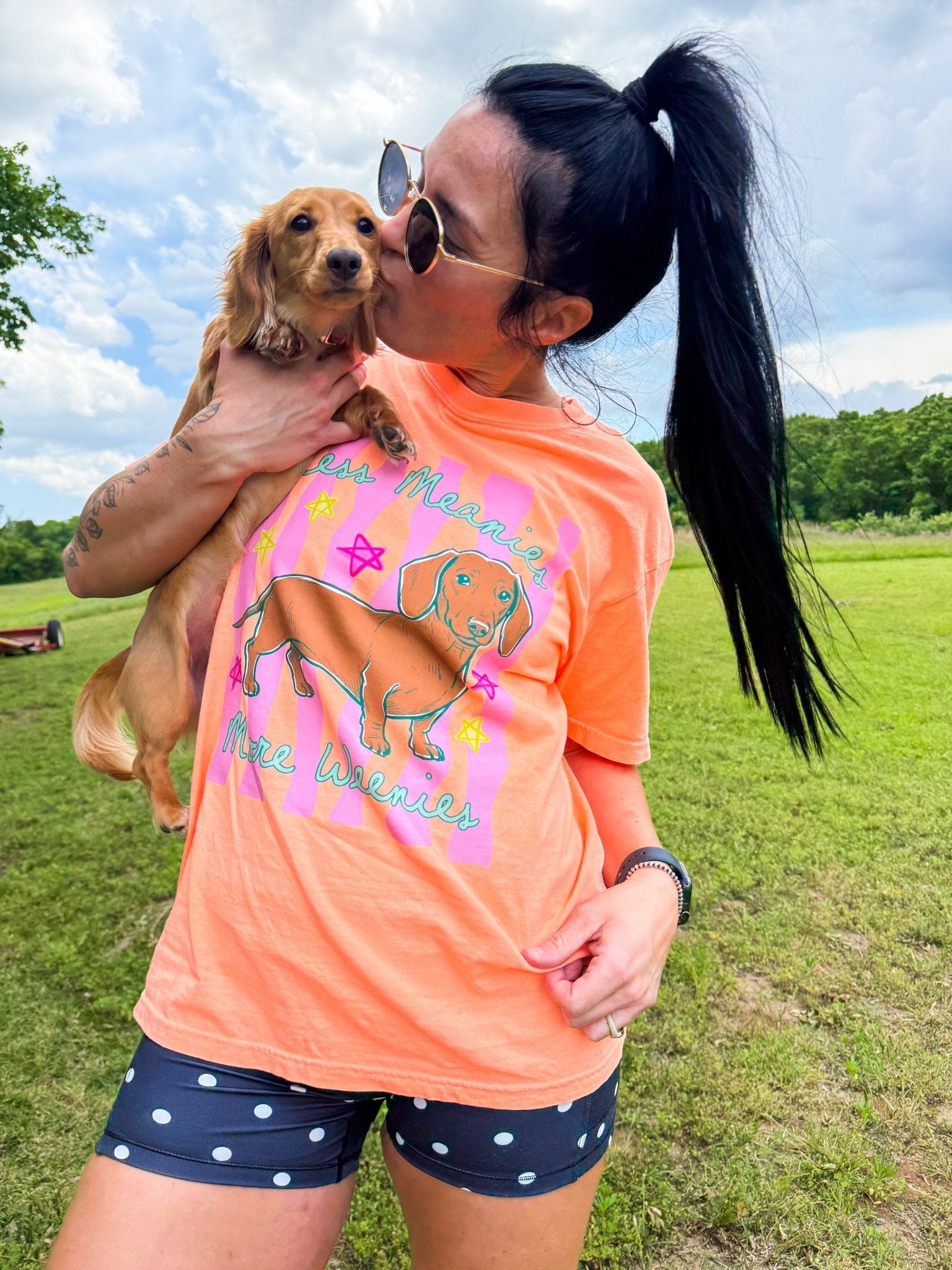 "Less Meanies More Weenies" Retro Dachshund Graphic Tee - Southern Chic Tees & Boutique